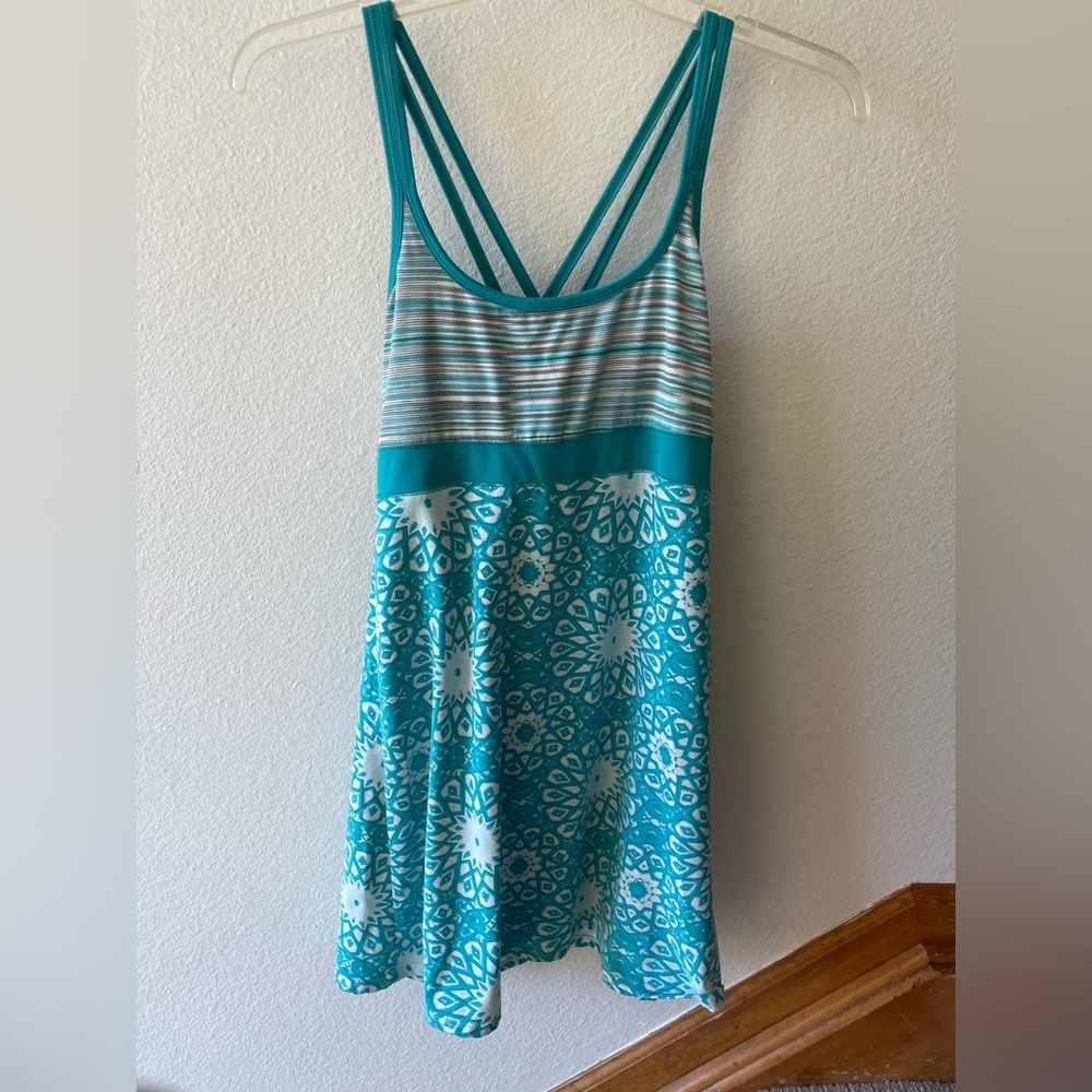 Teal and White Strappy Dress